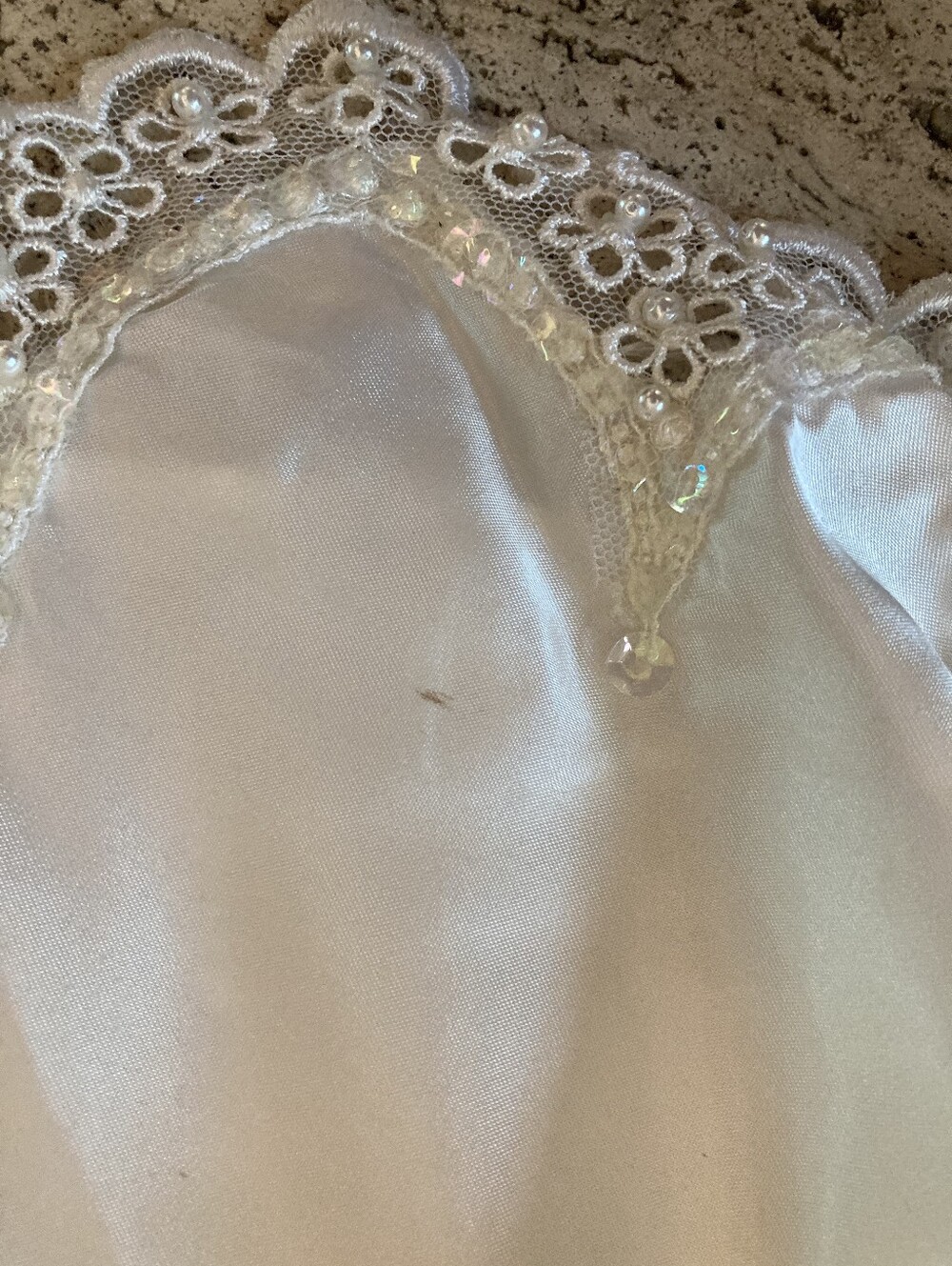 Vintage Ivory Satin and Lace Wedding Gown - Picture 15 of 16